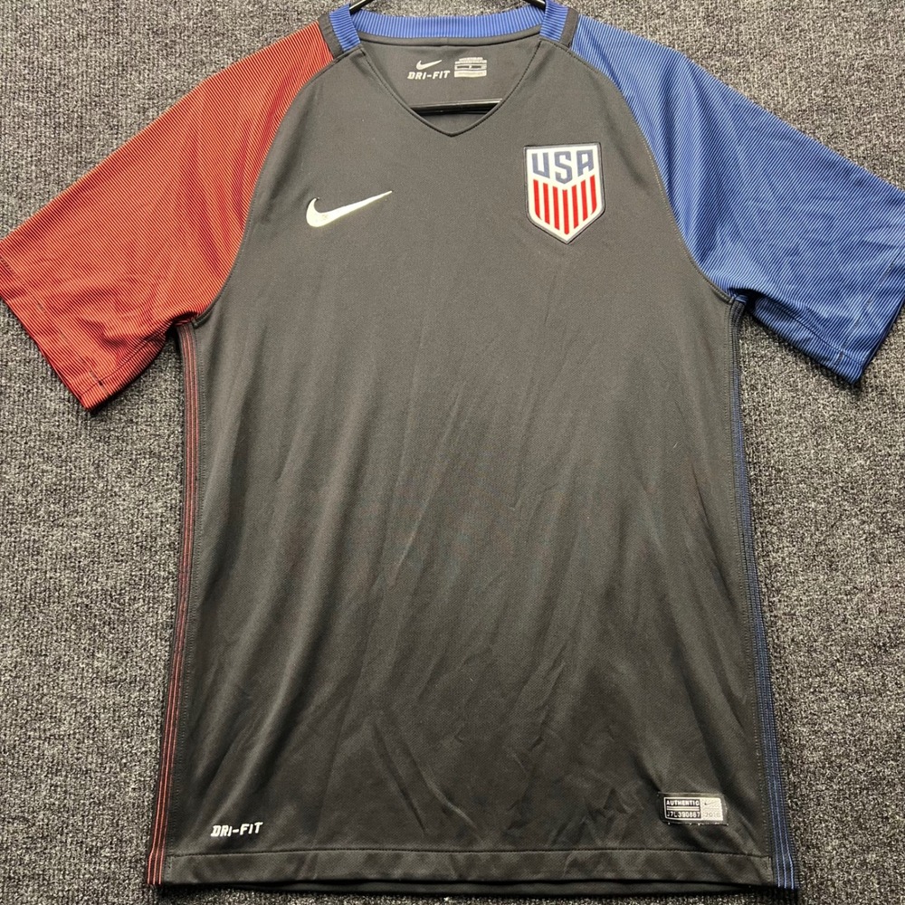 Nike USA Soccer Jersey Mens Small Black Red Blue Dri-FIT 2016 Authentic 746411